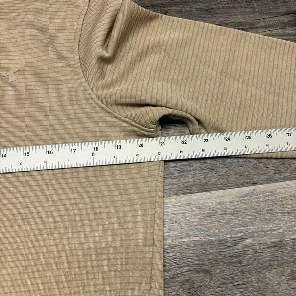 Under Armour UA Storm Sweaterfleece Tan Mens M Quarter Zip Mock Neck Sweater EUC - Picture 6 of 9